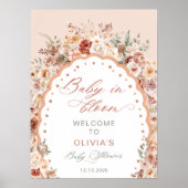 Baby in Bloom Boho Floral Baby Shower Welcome ポスター (正面)