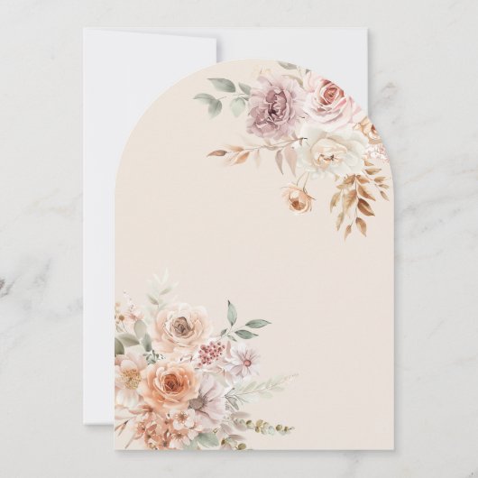Baby in Bloom Boho Floral Neutral Baby Shower 招待状 (裏面)