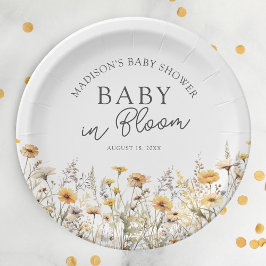 Baby In Bloom Boho Wildflower Baby Shower ペーパープレート