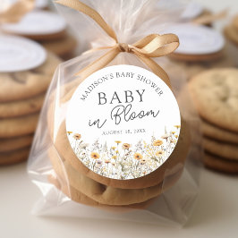 Baby In Bloom Boho Wildflower Baby Shower ラウンドシール