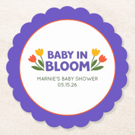 Baby in Bloom Bold Colorful Tulip Chic Baby Shower ペーパーコースター