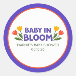 Baby in Bloom Bold Colorful Tulip Chic Baby Shower ラウンドシール