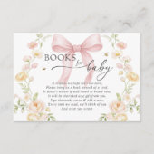Baby in Bloom Book Request Pink Bow Baby Shower エンクロージャーカード (正面)