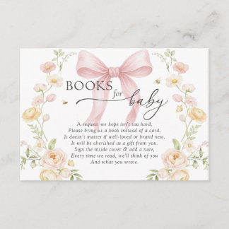 Baby in Bloom Book Request Pink Bow Baby Shower エンクロージャーカード