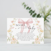 Baby in Bloom Book Request Pink Bow Baby Shower エンクロージャーカード (スタンド正面)