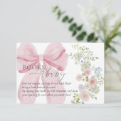 Baby in Bloom Book Request Pink Bow Baby Shower 招待状 (スタンド正面)