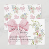Baby in Bloom Book Request Pink Bow Baby Shower 招待状 (正面/裏面)