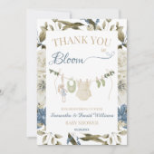 Baby in Bloom Botanical Clothesline Floral サンキューカード (正面)