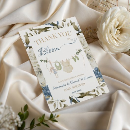 Baby in Bloom Botanical Clothesline Floral サンキューカード