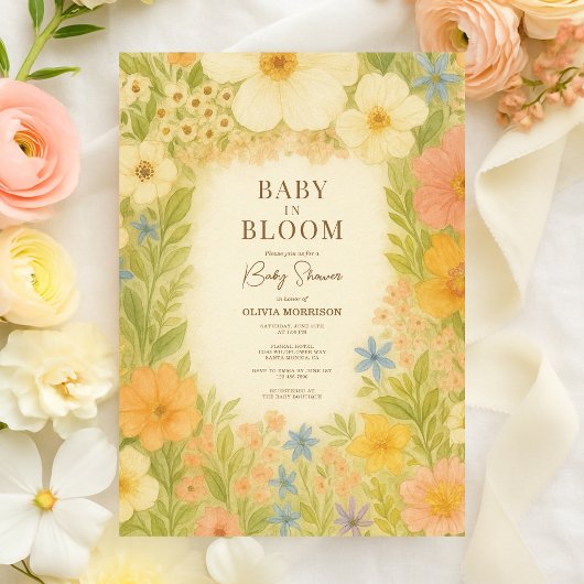 Baby in Bloom Botanical Garden Baby Shower 招待状