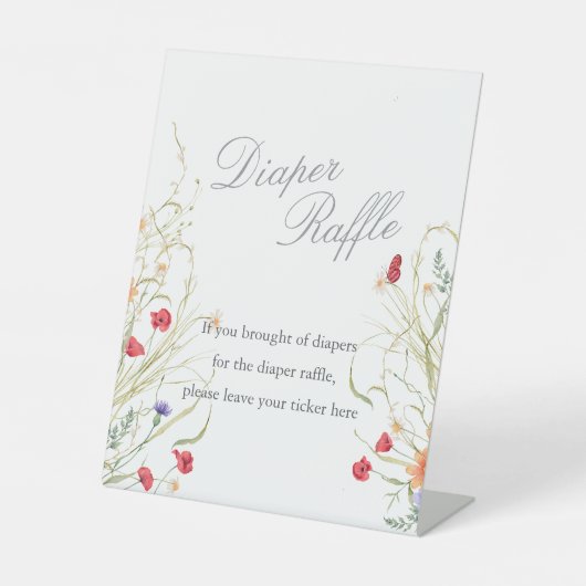 Baby in bloom - botanical wildflower Diaper Raffle 台座サイン (正面)