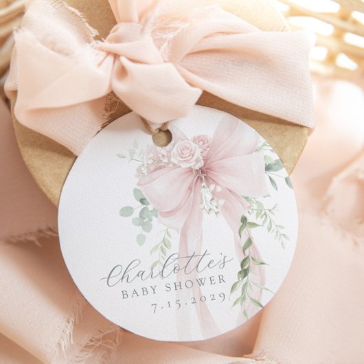 Baby in bloom Bow baby Shower Thank you フェイバータグ