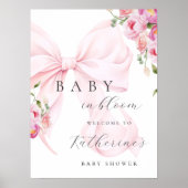 Baby in Bloom Bow Baby Shower Welcome Poster ポスター (正面)
