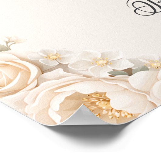 Baby in Bloom Bow Floral Baby Shower Welcome ポスター (角)