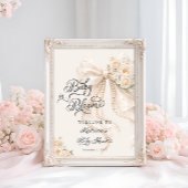 Baby in Bloom Bow Floral Baby Shower Welcome ポスター