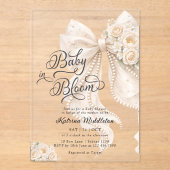 Baby in Bloom Bow Girl Baby Shower アクリル招待状 (正面)