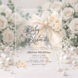 Baby in Bloom Bow Girl Baby Shower アクリル招待状