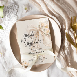 Baby in Bloom Bow Girl Baby Shower 招待状