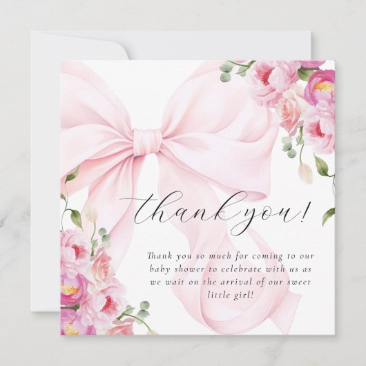 Baby In Bloom Bow Pink サンキューカード (正面)