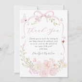 Baby In Bloom Bow Pink Thank You Card サンキューカード (正面)