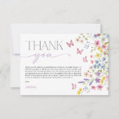 Baby in Bloom Butterfly Baby Shower サンキューカード (正面)