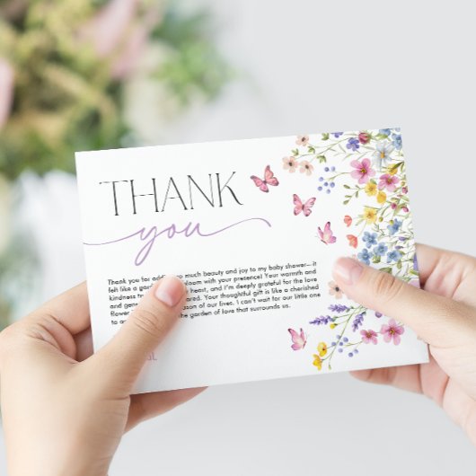 Baby in Bloom Butterfly Baby Shower サンキューカード