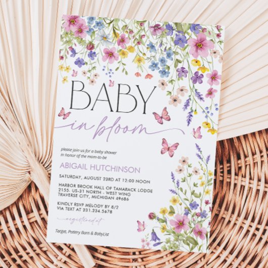 Baby in Bloom Butterfly Baby Shower 招待状