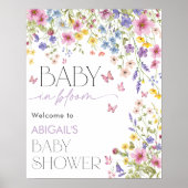 Baby in Bloom Butterfly Baby Shower Welcome ポスター (正面)