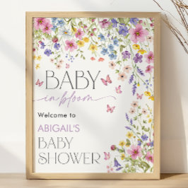 Baby in Bloom Butterfly Baby Shower Welcome ポスター