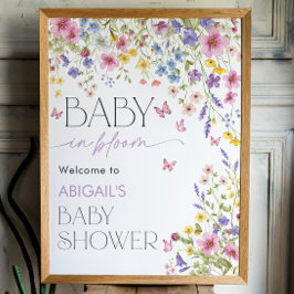 Baby in Bloom Butterfly Baby Shower Welcome 18x24 ポスター