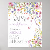 Baby in Bloom Butterfly Baby Shower Welcome 18x24 ポスター (正面)