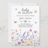Baby In Bloom Butterfly Garden Baby Shower 招待状 (正面)