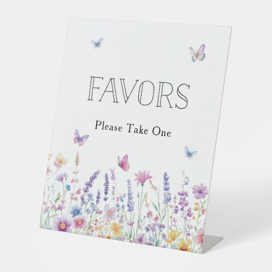 Baby In Bloom Butterfly Garden Baby Shower Favors 台座サイン (正面)