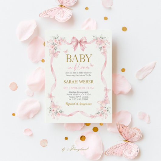 Baby in Bloom Butterfly Wildflower Baby Shower 招待状