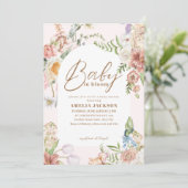 Baby in bloom chic garden wildflowers Baby shower 招待状 (スタンド正面)