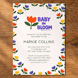 Baby in Bloom Colorful Floral Modern Baby Shower 招待状