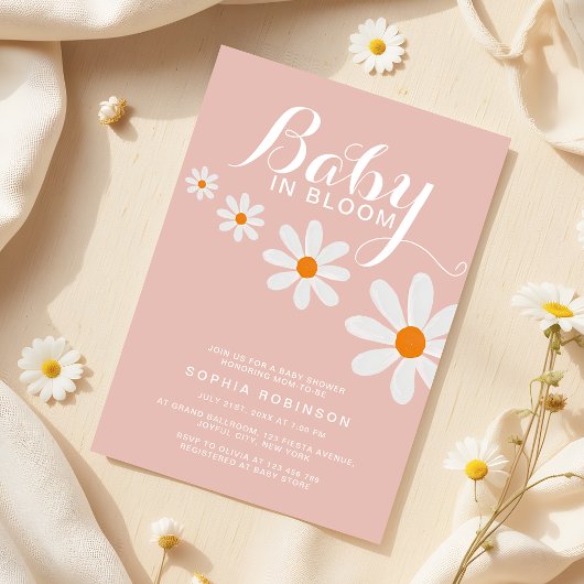 Baby in Bloom Daisy Girl Baby Shower Invitation 招待状