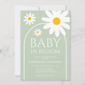 Baby in Bloom Daisy Green Baby Shower 招待状 (正面)