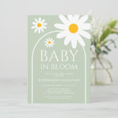 Baby in Bloom Daisy Green Baby Shower 招待状 (スタンド正面)