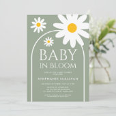 Baby in Bloom Daisy Sage Green Baby Shower 招待状 (スタンド正面)