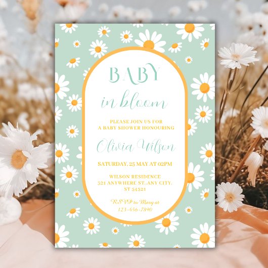 Baby in Bloom Daisy Spring Baby Shower 招待状