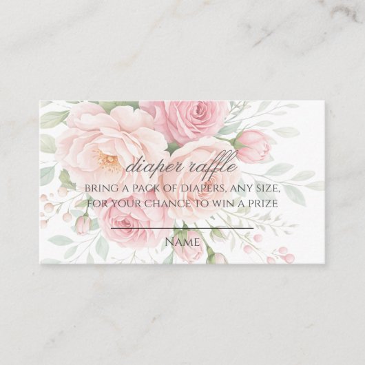 Baby in bloom diaper raffle baby shower game エンクロージャーカード (正面)