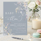 Baby In Bloom Dusty Blue Wildflower Baby Shower  招待状