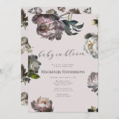 Baby in Bloom Dusty Rose Floral Baby Shower 招待状 (正面/裏面)