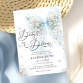 Baby in Bloom Elegant Blue Bow Baby Shower 招待状
