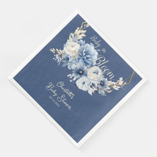 Baby In Bloom Elegant Blue Flowers Baby Shower (コーナー)