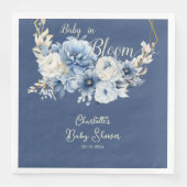 Baby In Bloom Elegant Blue Flowers Baby Shower (正面)