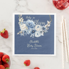 Baby In Bloom Elegant Blue Flowers Baby Shower