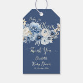 Baby In Bloom Elegant Blue Flowers Baby Shower ギフトタグ (裏面)