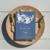 Baby In Bloom Elegant Blue Flowers Baby Shower 招待状